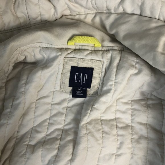 GAP Womens Button‎ Front Off-White Jacket With Hoodie 100% Cotton Sz M E86 - Picture 5 of 8